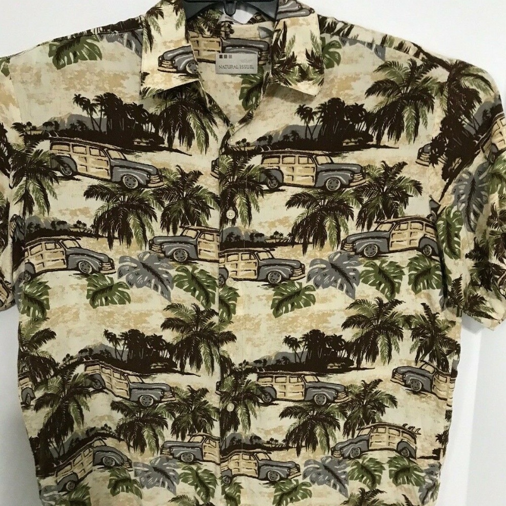 Natural Issue Men's Shirt Short Sz L Sleeve Hawaii